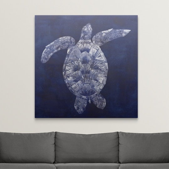 « ii », reproduction d’impression dépilée Sea Turtle Shadow, H 16 po x l 16 po x P 1,5 po, Toile