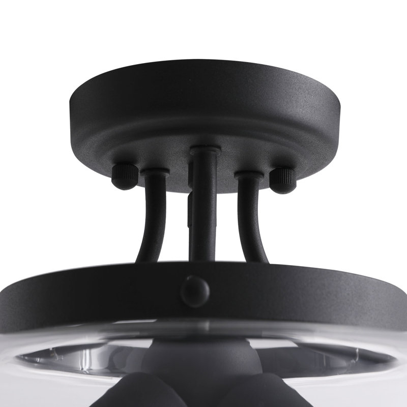 Plafonnier semi-encastré en verre noir mat à 3 lumières de 13,8 po Penley, Noir