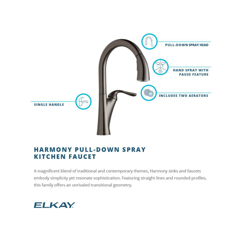 Harmony Pull Down Single Handle Kitchen Faucet, Antique Steel