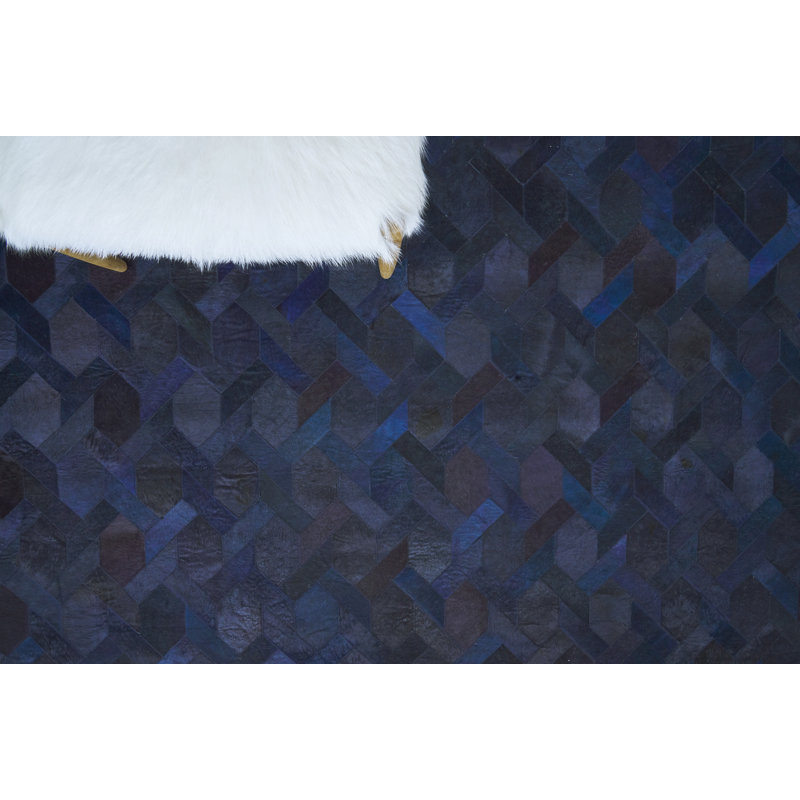 Natural Hide Cowhide Geometric Area Rug, Rectangle 9'6" x 13'6"