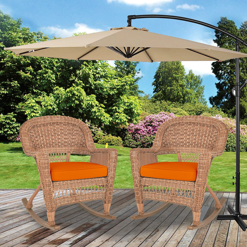 Chaise berçante en osier Raenesha, Miel, Orange