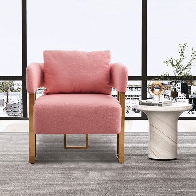 Chaise rose décorative moderne avec pieds dorés - 2 pièces pour le salon, la toison de bureau, sans roulettes, les pattes de couture méticuleuse, le revêtement en molleton pour une utilisation durable