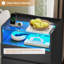 Bedside Table with Charging Station,Bedside Cabinet with LED Lights |Visible Glass Top |3 Drawers and 1 Compartment |2 AC and 2 USB Ports Side Table for Living Room and Bedroom-1109560206