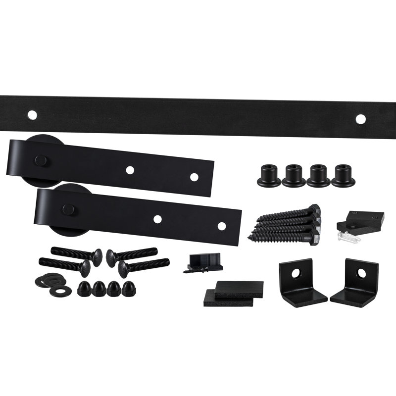 Ensemble de quincaillerie pour porte de grange simple 402, 96 po, Noir