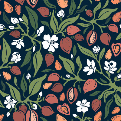Almond Seamless Pattern - Wrapped Canvas Print