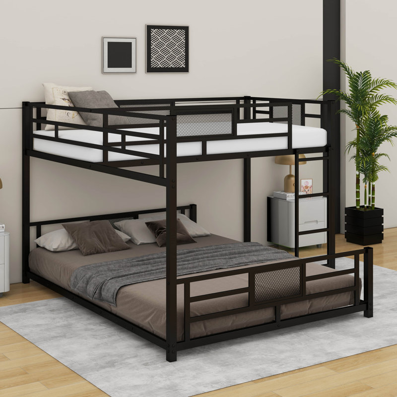 Twin Over Full L-Shaped Metal Bunk Bed, Black