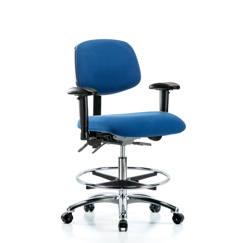Fauteuil de dessin ergonomique Molly, Bleu, Roulettes, Inclus