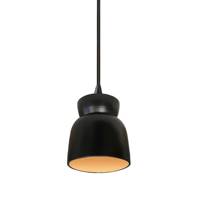 Luminaire suspendu simple en forme de sablier à DEL Sadaris, Or champagne, Noir mat