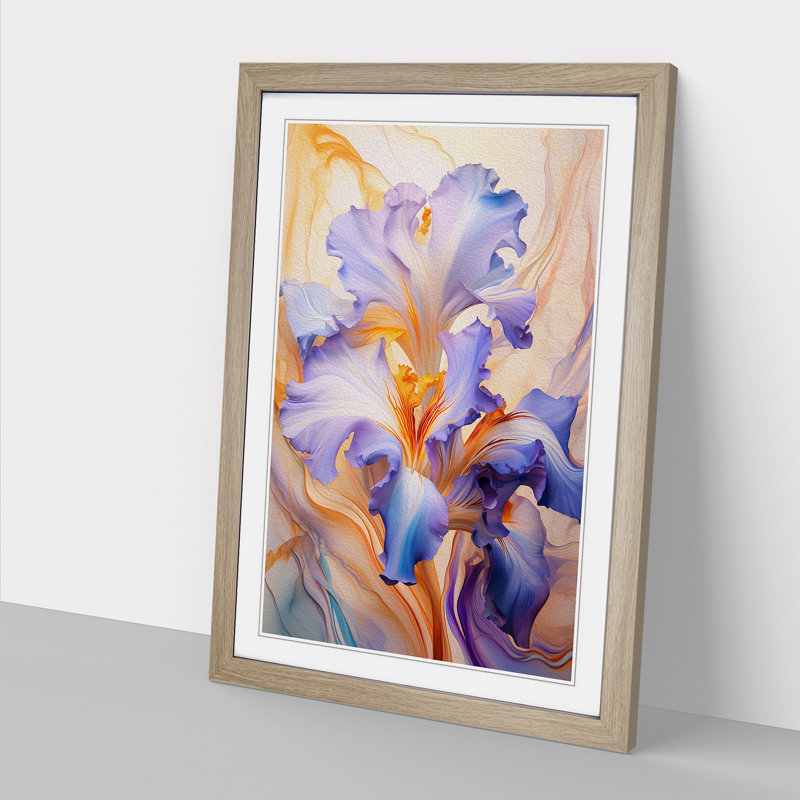 Iris Flower Futurism No.2 - Framed Print, 34cm H x 25cm W x 2cm D, Oak Framed