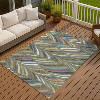 Tapis mid-century moderne lavable à la machine intérieur / extérieur Chantille ACN2475