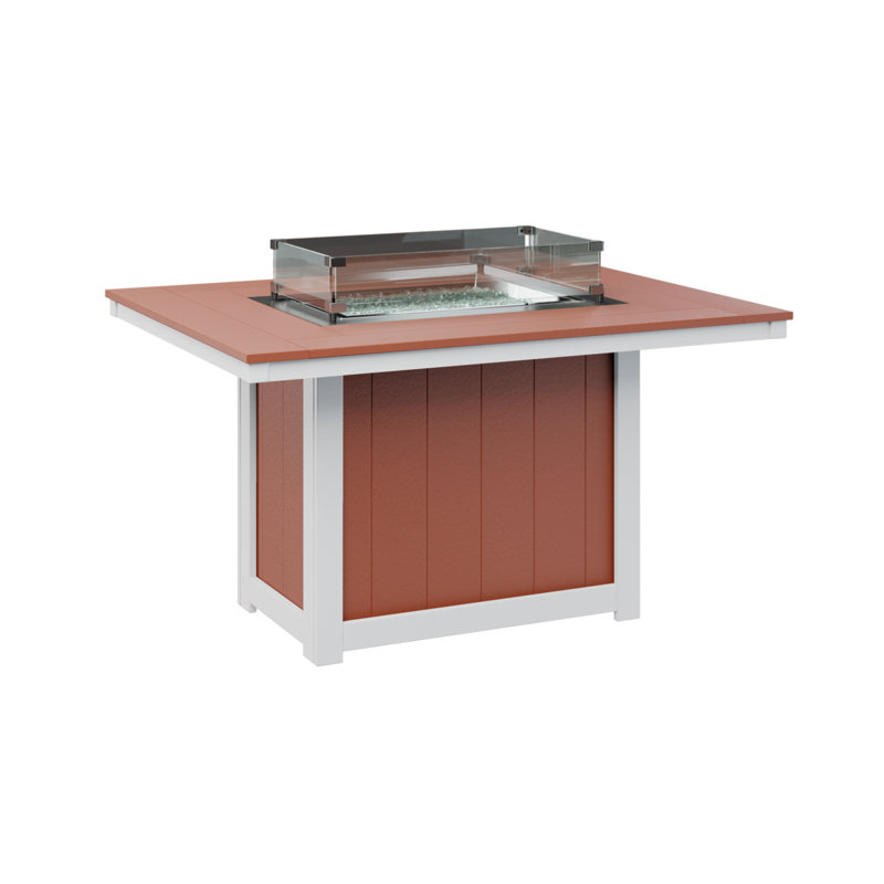 Berlin Gardens Donoma 54″ Rectangular Dining Fire Pit Table, 30.37" H x 53.87" W x 41.37" D, Mango Orange