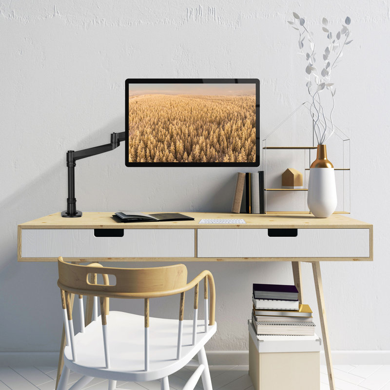 Black Metal Full Motion Desk Monitor Mount Arm