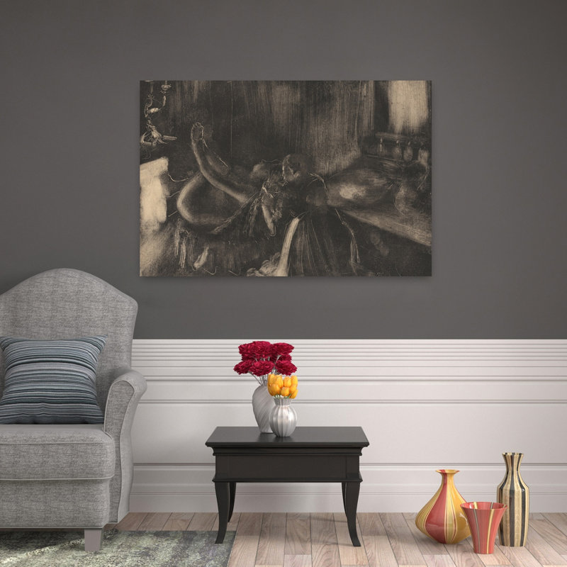 " Woman By A Fireplace, 1880-90 Impressionist Peaceful Abstract Wall Art Print " by Edgar Degas Print, H 32 po x l 48 po