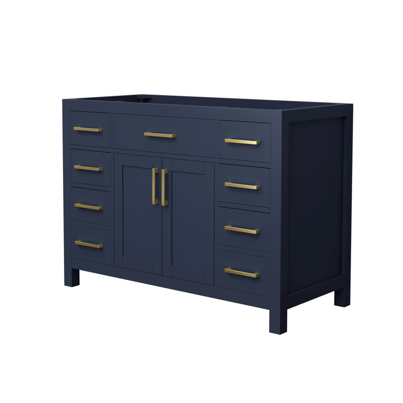 Base de meuble-lavabo simple autoportante 47,25 po Beckett, Bleu foncé / or brossé