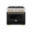 ZLINE Autograph 36" Classic Gas Range w/ 6 Burners w/ Black Door & Gold Accents-1905910425