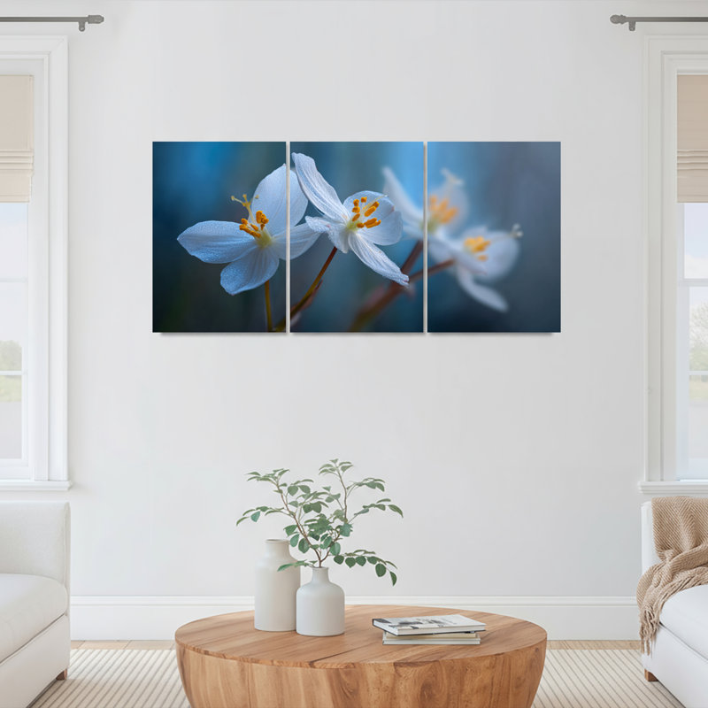 Ensemble de 3 tableaux sur toile tendue représentant des fleurs à cœur, pour la décoration du salon, de la chambre et de la maison.