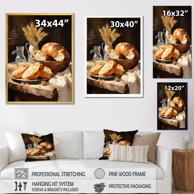 Tellson Food Pains A Rustic I, Encadrement doré, H 32 po x l 16 po x P 1 po