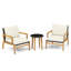 Ensemble de 3 chaises de patio en osier et table d'appoint Corrigan Studio® avec plateau en verre trempé