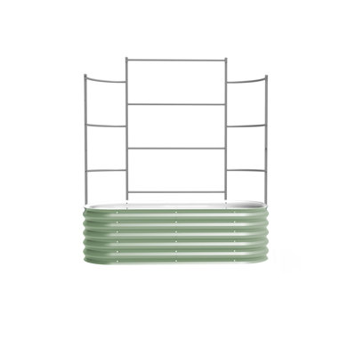 17" Tall 4 In 1 Modular Metal Outdoor Raised Garden Bed With Trellis