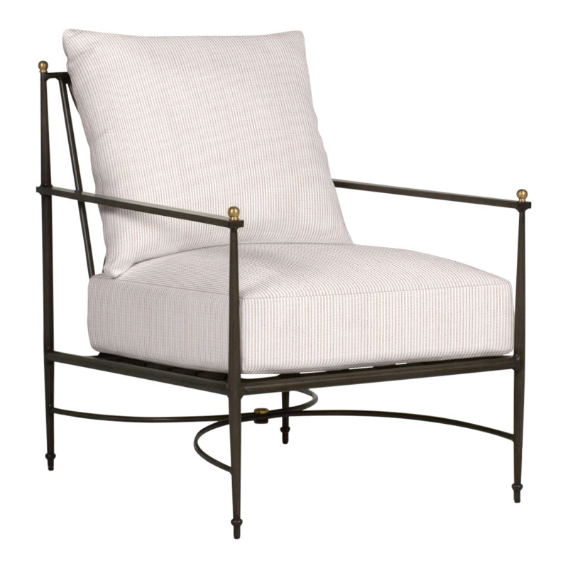 Chaise de patio avec coussins Roma, Pas de soudure, Lin Perigold Replay
