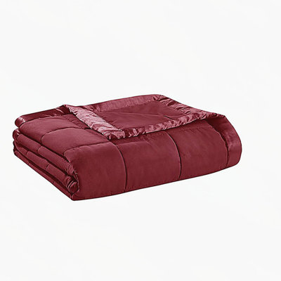 Lightweight Down Alternative Blanket with Satin Trim Burgundy King