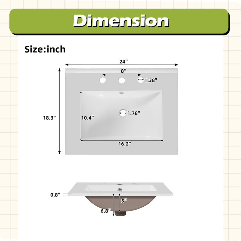 24"Bathroom Vanity with Sink