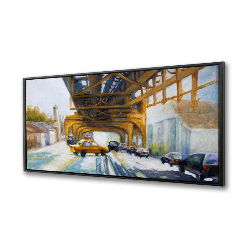 Voitures sous le pont - Art contemporain encadré, décoration sur toile