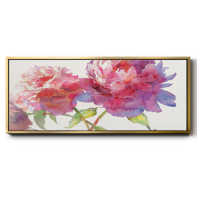 Prise pivoines II - toile encadrée, H 20 po x l 50 po