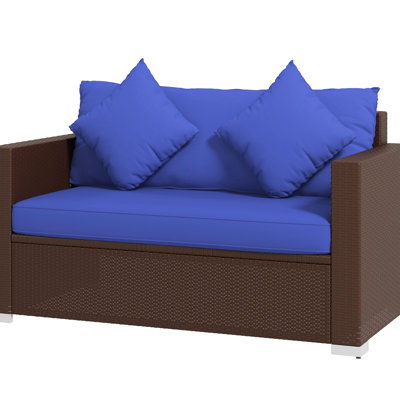 2 Outdoor With Weather- Materials, For Porch, Backyard, Garden, Poolside, Dark Blue All-Weather Couch Patio Spacious Seat Area, Use, Generous Seating
