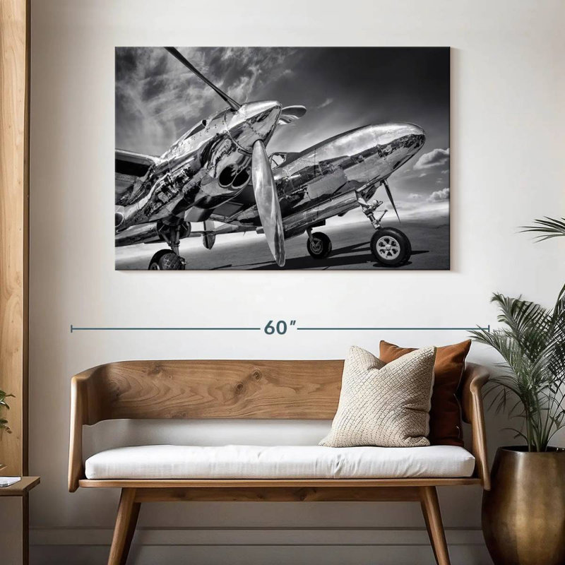 Mehar Monochrome Silver Plane, 32" H x 48" W