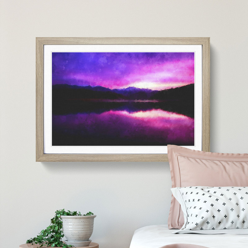 Purple Mountains - Framed Print, 24cm H x 33cm W x 2cm D, Oak Framed