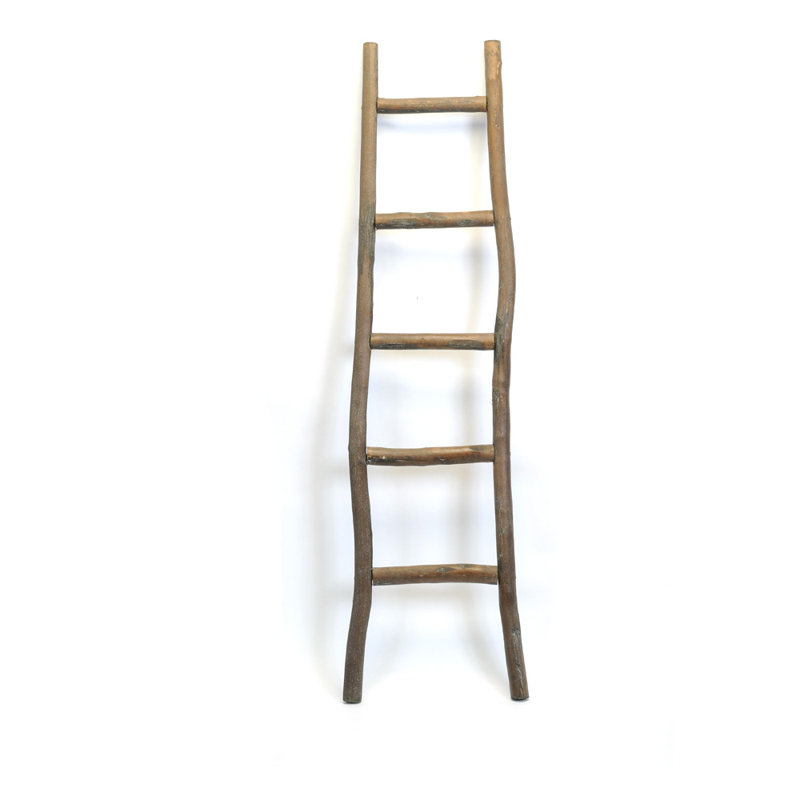 BROWN WOOD DISPLAY LADDER
