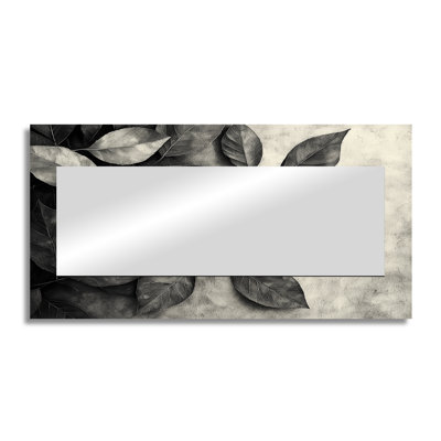 Grey Rustling Autumn Leaves I - Floral Decorative Mirror Wall Art - Printed On Metal