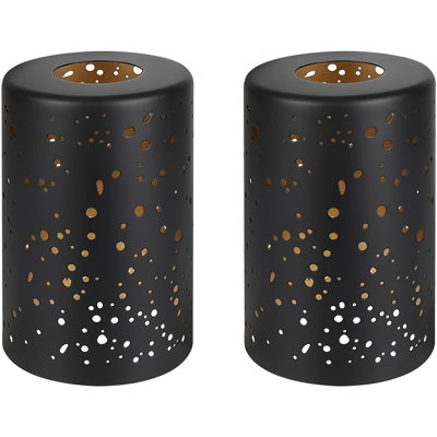 Abat-jour cylindrique en métal, conception en forme d'étoile de ciel, globes de remplacement de luminaire ou abat-jour avec ouverture d'ajusteur de 1 5/8 po, ensemble de 2 (noir)