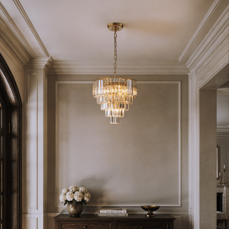 Lustre en cristal moderne en laiton chaud pour la salle à manger et le vestibule, W14" × H14''