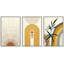 «Mid Century Modern Boho Geometric Sun Forest Plant Abstract», ensemble de 3 impressions sur toile-73721050-73721052