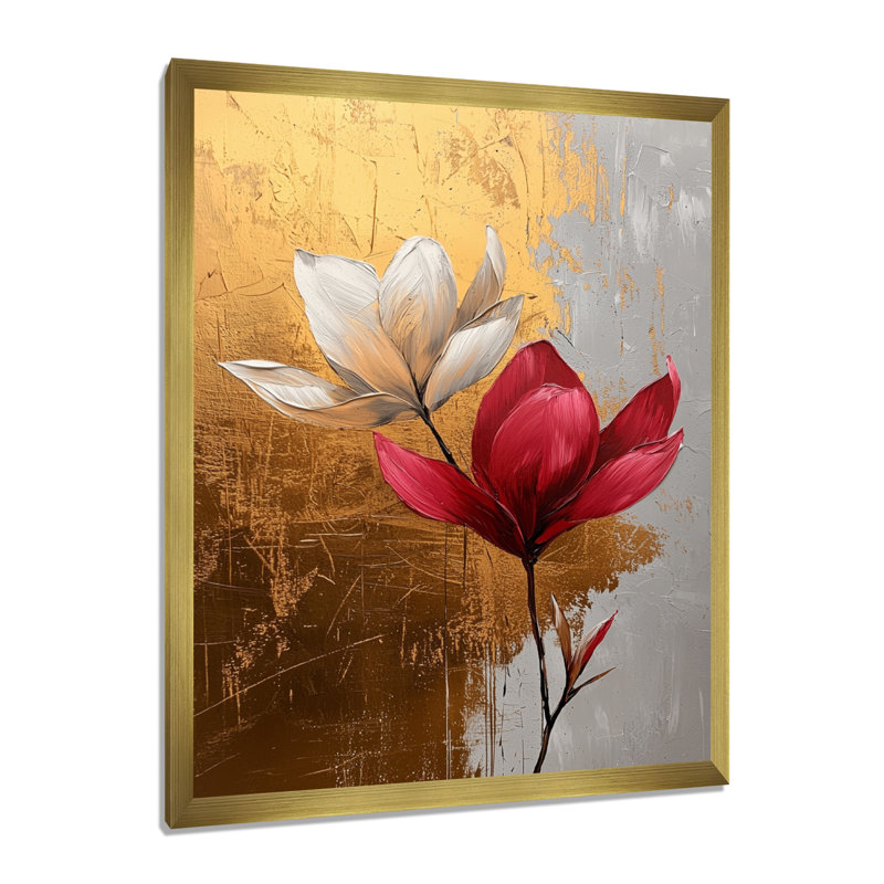 Muhedin - salon d'art mural floral, H 20 po x l 12 po, Framed Print without Mat, Doré