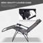 3-Piece Folding Zero Gravity Chair Set with Side Table - Reclining Sun Loungers for Poolside Garden or Yard in Dark Grey w/ Cup Holders