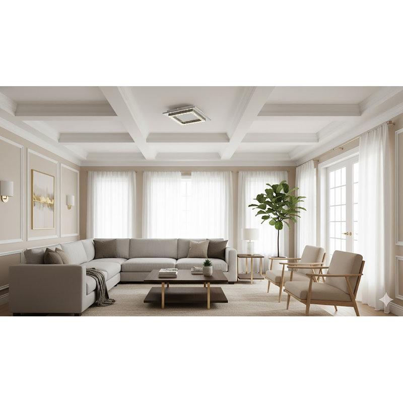 Mizer Modern 1 Light Square LED Crystal Flush Mount