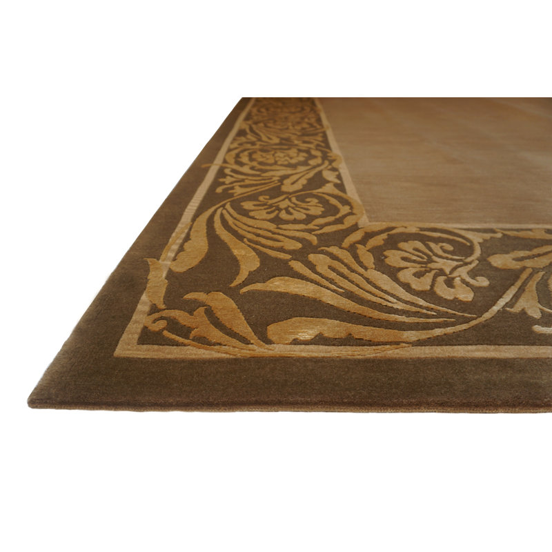 Presidential Hand Knotted Floral Area Rug in Taupe, Rectangle 8' x 10'