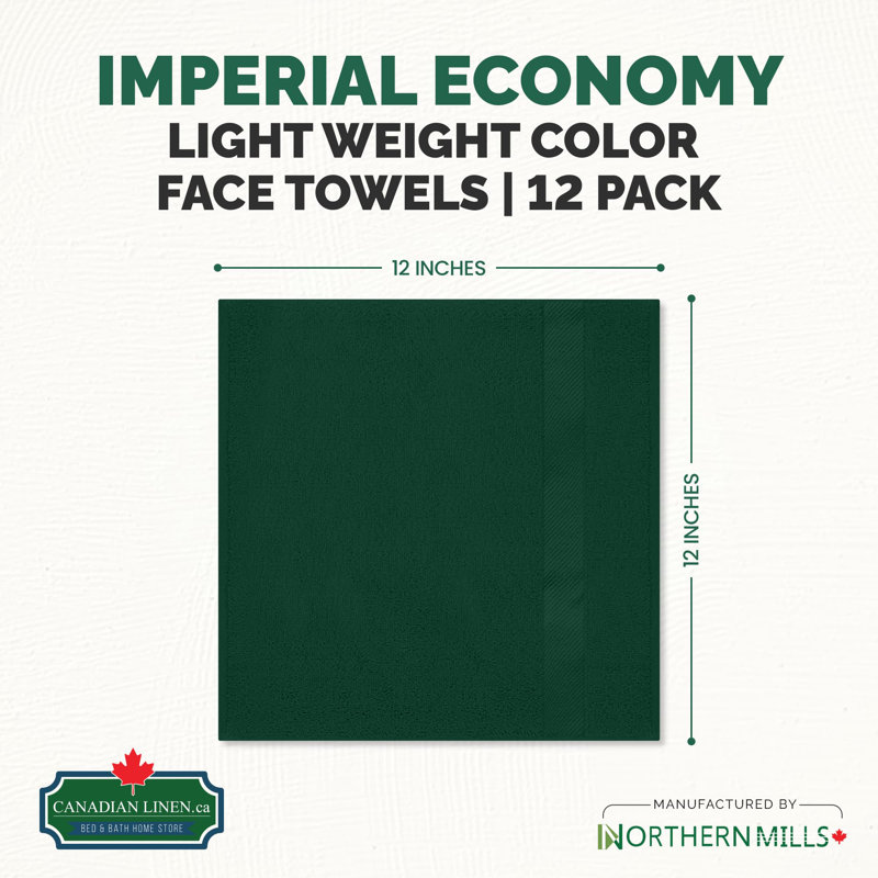 Ensemble de 12 débarbouillettes en coton Imperial, Vert forêt