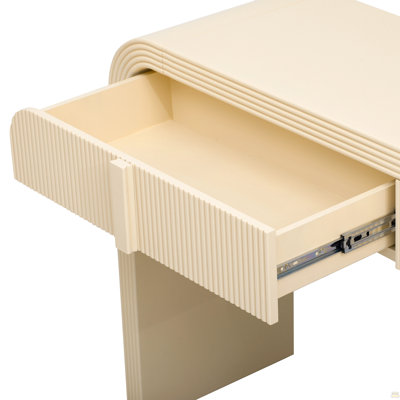 Modern Console Table with 2 Storage Drawers, Fluted Entryway Table with Rounded Silhouette for Hallway Living Room and Entryway (Apricot Cream)