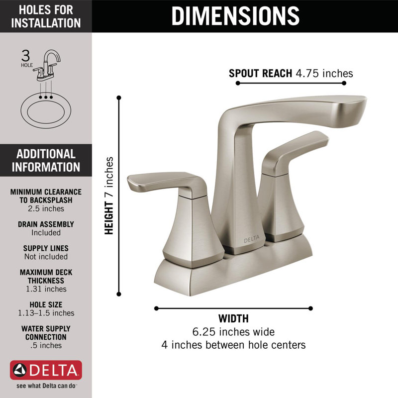 Vesna Centerset Bathroom Faucet with Drain Assembly, Brushed Nickel