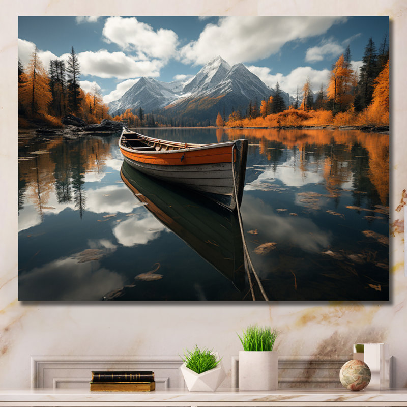 Canada Mountain Lake Reflections I sur impression sur toile, Toile tendue, H 16 po x l 32 po x P 1 po