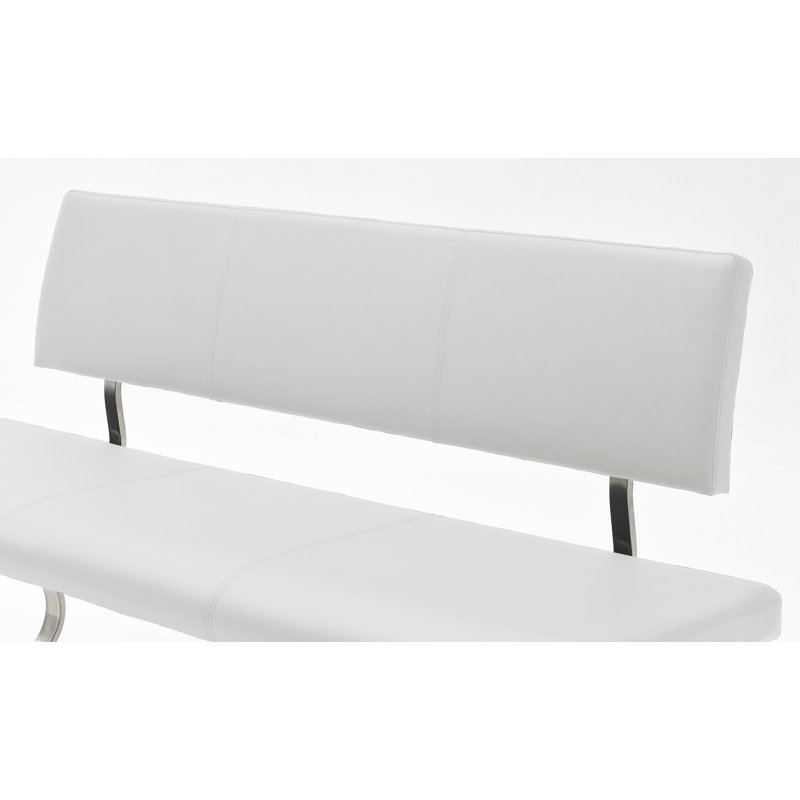Swarthofthi Genuine Leather Upholstered Bench, 86cm H x 175cm W x 59cm D, White