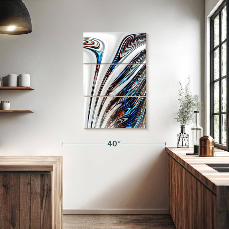 Abstrait chrome liquide Avery, H 38 po x l 24 po