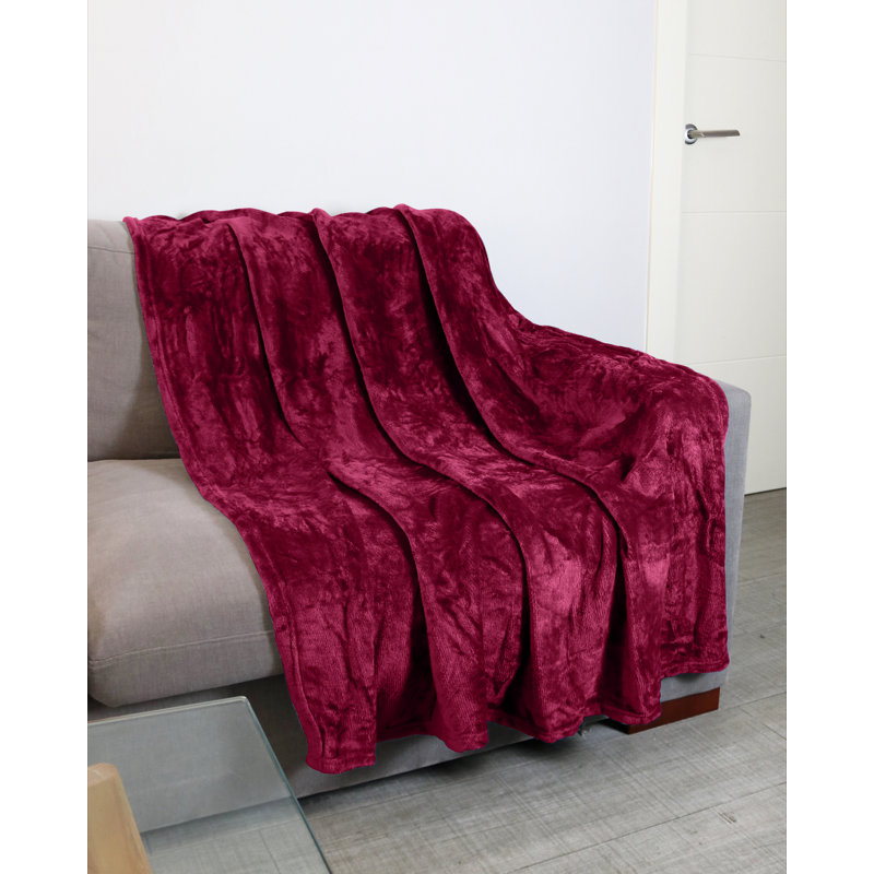 Couverture polaire en microfibre, L 60 po x L 80 po, Rouge