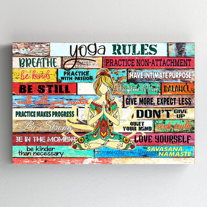 «Beautiful Girl pratiques du yoga - règles du yoga, souffle, être bon, pratique avec passions - art textuel sur toile