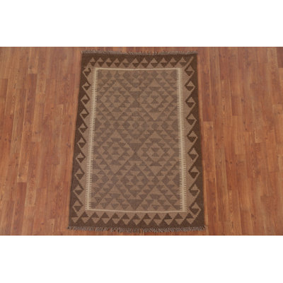 Brown Kilim Geometric Area Rug 3x5