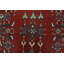 Tapis rouge rétro en laine noué à la main 3 pi 11 po x 11 pi Tribal